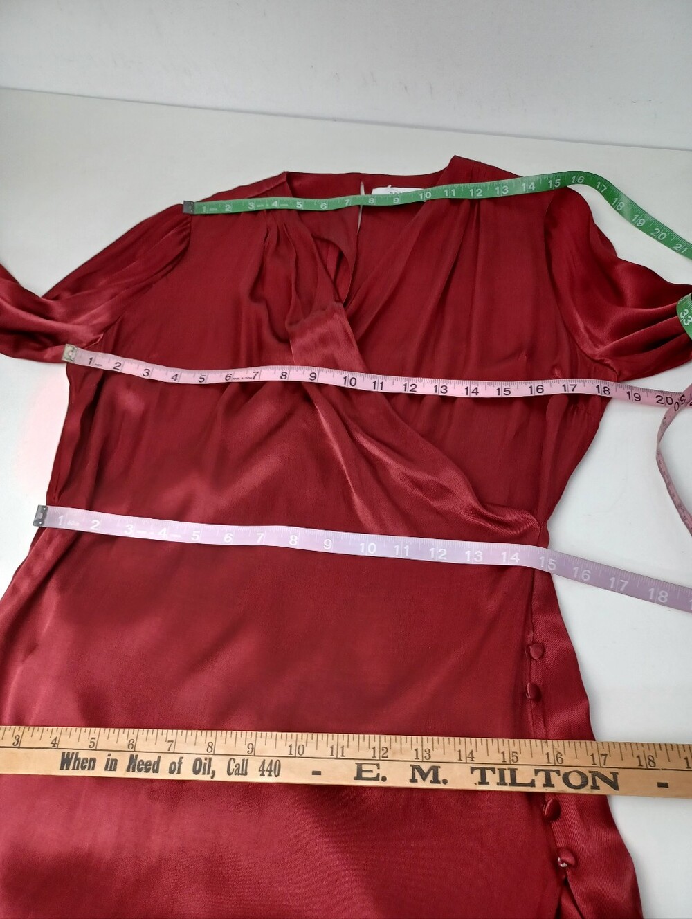 Reiss Renae Satin Faux Wrap Dress Size 8 Long Sleeve Cocktail Wedding Guest - Picture 10 of 15